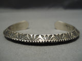 Incredible Vintage Native American Navajo Detailed Sterling Silver Hand Tooled Bracelet-Nativo Arts