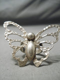 Huge Vintage Native American Navajo Hand Tooled Butterfly Sterling Silver Ring-Nativo Arts