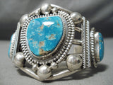 One Of The Biggest Heaviest Native American Zuni Turquoise Sterling Silver Bracelet-Nativo Arts