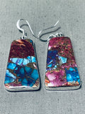 Native American Exquisite Santo Domingo Turquoise Spiny Oyster Sterling Silver Earrings-Nativo Arts