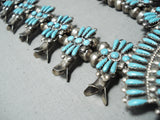 Important Vintage Native American Zuni Turquoise Sterling Silver Squash Blossom Necklace-Nativo Arts