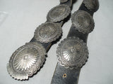 Heavy 576 Gram Vintage Native American Navajo Hand Wrought Sterling Silver Concho Belt Signed-Nativo Arts