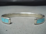 Stunning Zuni Native American Kingman Inlay Turquoise Sterling Silver Bracelet-Nativo Arts