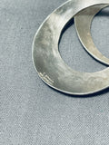Signed Vintage Native American Navajo Sterling Silver Hoop Earrings-Nativo Arts