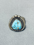 Very Rare Vintage Native American Navajo Gilber Turquoise Sterling Silver Ring Old-Nativo Arts