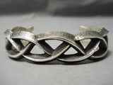 Important Native American Navajo Sterling Silver Aaron Anderson Sterling Silver Woven Bracelet-Nativo Arts