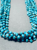 Dynamic Vintage Native American Navajo Kingman Turquoise Sterling Silver Necklace-Nativo Arts