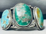 Powerful 133 Grams Vintage Native American Navajo Turquoise Sterling Silver Bracelet-Nativo Arts
