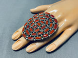 Dramatic Native American Navajo Colossal Coral Sterling Silver Ring-Nativo Arts