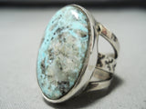 Outstanding San Felipe Signed Pilot Mountain Turquoise Sterling Silver Ring-Nativo Arts