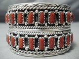 Sensational Navajo Coral Sterling Silver Bracelet Native American-Nativo Arts