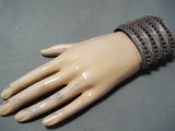 Superior Zuni Native American Coral Sterling Silver Huge Bracelet-Nativo Arts