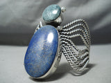Colossal Spider Native American Navajo Coiled Turquoise Lapis Sterling Silver Bracelet-Nativo Arts