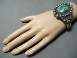 Deep Vivid Jess Quality Native American Navajo Carico Lake Turquoise Sterling Silver Bracelet-Nativo Arts