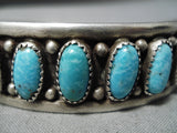 Amazing Vintage Navajo 7 Turquoise Sterling Silver Bracelet Native American-Nativo Arts