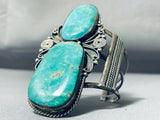 Museum Towering Vintage Native American Navajo Aqua Turquoise Sterling Silver Bracelet-Nativo Arts