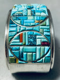 One Of The Most Intricate Ever Vintage Native American Navajo Turquoise Sterling Silver Bracelet-Nativo Arts