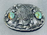 166 Gram Buffalo Head Native American Turquoise Sterling Silver Buckle-Nativo Arts