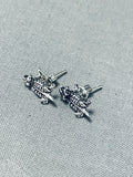 Marvelous Native American Navajo Sterling Silver Toad Earrings-Nativo Arts