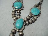 One Of The Best Vintage Native American Navajo Turquoise Sterling Silver Necklace Old-Nativo Arts