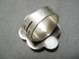 Quality Vintage Native American Navajo Satellite Blue Turquoise Sterling Silver Ring Old-Nativo Arts