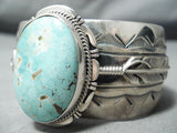 Very Detailed! Vintage Native American Navajo #8 Turquoise Sterling Silver Feather Bracelet-Nativo Arts