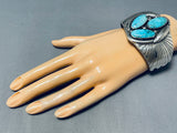 Native American Amazing Vintage Santo Domingo Turquoise Sterling Silver Bracelet Signed-Nativo Arts