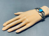 Superb Vintage Native American Navajo Candelaria Turquoise Sterling Silver Cast Bracelet-Nativo Arts