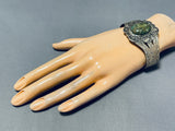 Mesmerizing Vintage Native American Navajo Huge Green Turquoise Sterling Silver Bracelet-Nativo Arts
