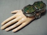 One Of The Best Vintage Native American Navajo Green Turquoise 1977 Sterling Silver Bracelet-Nativo Arts
