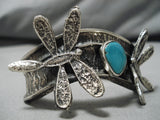 Detailed!! Navajo Turquoise Dragonfly Sterling Silver Native American Bracelet-Nativo Arts