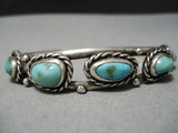 Wonderful Vintage Native American Navajo Turquoise Sterling Silver Bracelet Old-Nativo Arts