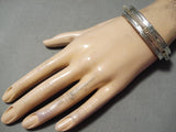 Thick Important Vintage Navajo Leo Nez Sterling Silver Native American Bracelet-Nativo Arts