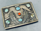 Marvelous Vintage Native American Navajo Royston Turquoise Sterling Silver Buckle-Nativo Arts