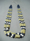 Native American Exceptional Vintage Santo Domingo Lapis Pearl Serpentine Necklace-Nativo Arts