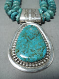 Native American Important Tony Aguilar Santo Domingo Turquoise Sterling Silver Necklace-Nativo Arts