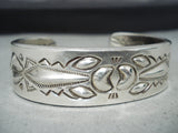 Important Native American Navajo Ray Adakai All Sterling Silver Repoussed Bracelet-Nativo Arts