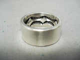 Heavy Internet Deep Stamp Vintage Native American Navajo Sterling Silver Ring-Nativo Arts