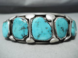 Incredible Vintage Native American Navajo Sleeping Beauty Turquoise Sterling Silver Bracelet Old-Nativo Arts