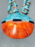 Native American Dramatic Vintage Santo Domingo Turquoise & Shell Sterling Silver Necklace-Nativo Arts