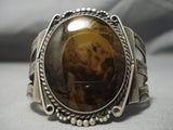 Colossal Vintage Native American Navajo Petrified Wood Sterling Silver Bracelet Old-Nativo Arts