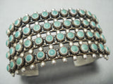 Wide Rare Vintage Native American Navajo Cerrillos Turquoise Sterling Silver Bracelet-Nativo Arts