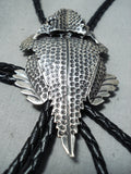 Fantastic Native American Navajo Sterling Silver Toad Bolo Tie-Nativo Arts