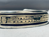 Heavy 14k Gold Vintage Native American Navajo Sterling Silver Bracelet Cuff-Nativo Arts