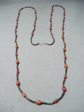 Special Santo Domingo Coral And Heishi Long Necklace Native American-Nativo Arts