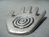 Fascinating Vintage Navajo Native American Sterling Silver Hand Pin Pendant-Nativo Arts