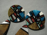 Native American Important Chris Nieto Santo Domingo Turquoise Inlay Sterling Silver Earrings-Nativo Arts
