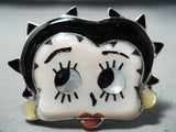 Betty Boop Zuni Mother Of Pearl Sterling Silver Ring Native American-Nativo Arts