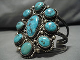 Rare Vintage Navajo Blue Gem Turquoise Sterling Silver Native American Bracelet-Nativo Arts