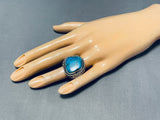 Astounding Vintage Native American Navajo Kingman Turquoise Sterling Silver Ring-Nativo Arts